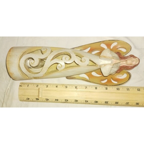 13" Carved Wooden Angel Night Light Holy Bedroom Lamp Holiday Christmas - Picture 6 of 6